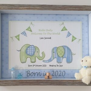 New Baby Boy Or Girl Keepsake Frame And Matching Greetings Card Born In 2020  /  2021 New Baby Or Christening (SKU551)