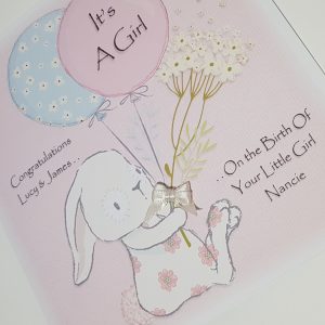 Personalised New Baby Girl Card Twins Triplets Any Sex Or Colour (SKU202)