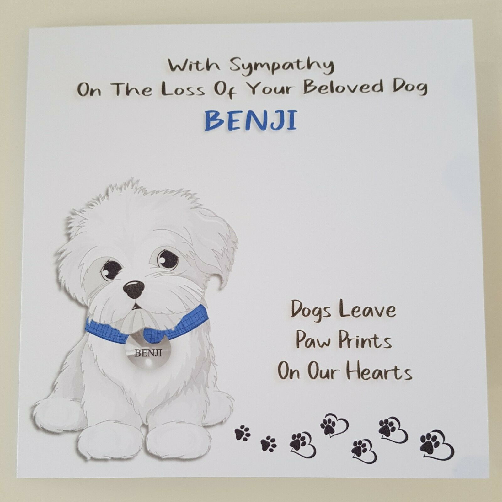 Personalised Pet Paw Sympathy Sympathy Card