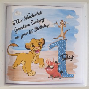 Personalised Lion King 1st Birthday Card Grandson Any Age Or Relation (SKU76)
