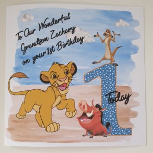 Personalised Lion King 1st Birthday Card Grandson Any Age Or Relation (SKU76)