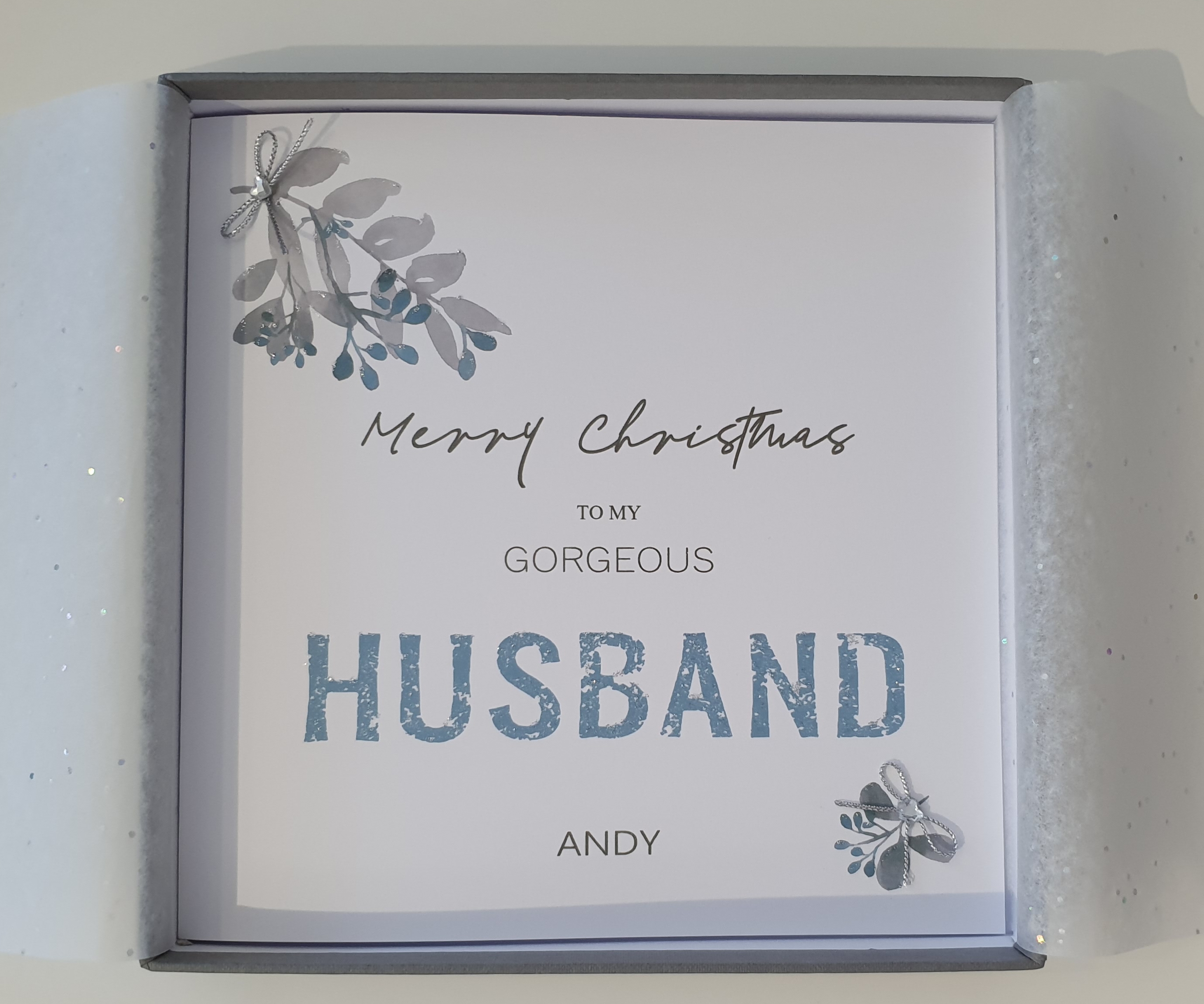 PERSONALISED CHRISTMAS CARD WIFE HUSBAND FIANCEE FIANCE **ANY COLOUR AVAILABLE** 