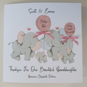 Personalised Thank you New Baby Grandson Or Granddaughter Card Additional Big Sister Or Big Brother Option (SKU31)