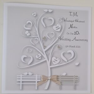 Personalised 10th Wedding Anniversary Card Husband Or Wife Any Year Or Colour (SKU708)