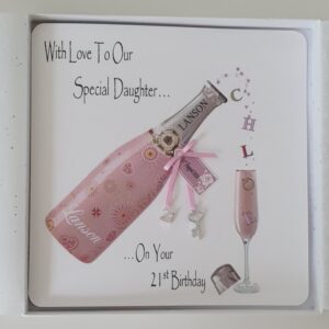 Personalised 21st Champagne Birthday Card Daughter Any Relation Or Age (SKU432)
