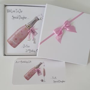 Personalised 21st Champagne Birthday Card Daughter Any Relation Or Age (SKU432)