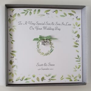 Personalised Wedding Day Card Male Same Sex Couple Son & Son In Law Any Relation, Occasion Or Colour (SKU443)
