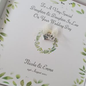 Personalised Wedding Day Card Female Same Sex Couple Daughter & Daughter In Law LGBT Any Relation, Occasion Or Colour (SKU442)