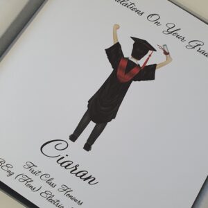 Personalised Graduation Card  Any Skin Tone  Any Colour Cap & Gown  Any Hair Style Or Colour Sash – Male Or Female (SKU484)