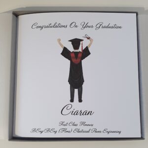 Personalised Graduation Card  Any Skin Tone  Any Colour Cap & Gown  Any Hair Style Or Colour Sash – Male Or Female (SKU484)