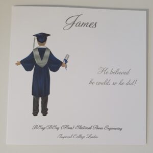 Personalised Graduation Card  Any Skin Tone  Any Colour Cap & Gown  Any Hair Style Or Colour Sash – Male Or Female (SKU483)