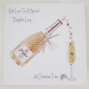 Personalised Christmas Card Champagne Beer Special Son Daughter Any Person, Drink or Relation (SKU1006)