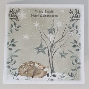 Personalised Christmas Card Watercolour Deer Design To Nannie Grandad Mummy Daddy Auntie Uncle From The Children Grandchildren (SKU1105)