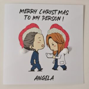 Personalised Christmas Card Greys Anatomy Theme Meredith And Yang You’re My Person Friend Mate Husband Wife (SKU1107)