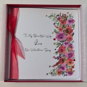 Personalised Valentines Card Pretty Pink & Red Rose Design Wife Lover Girlfriend Fiancée Partner (SKU1147)