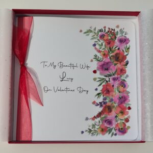 Personalised Valentines Card Pretty Pink & Red Rose Design Wife Lover Girlfriend Fiancée Partner (SKU1147)