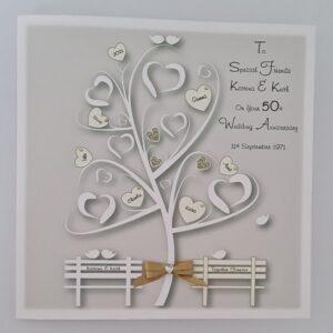 Personalised Family Tree 50th Golden Anniversary Card Special Friends Any Year Or Colour (SKU1150)