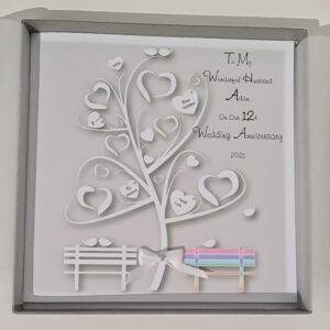 Personalised 12th Silk Wedding Anniversary Card LGBT Pastel Rainbow Husband Or Wife Any Year Or Colour 1st 10th 25th 30th 40th (SKU1185)