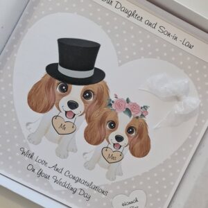Personalised Wedding Card Cavalier King Charles Spaniel Daughter Son In Law Any Relation Or Occasion Any Dog Breed (SKU1187)