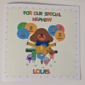 Personalised Hey Duggee & Squirrels 2nd Birthday Card Nephew Niece Godson Goddaughter Son Daughter Any Relation Or Age (SKU1224)