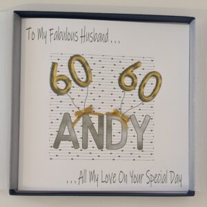 Personalised 60th Birthday Card Husband Grandson Dad Son Wife Daughter Mum Any Name Age Colour 18th 21st 25th 30th 40th 50th 70th (SKU1207)