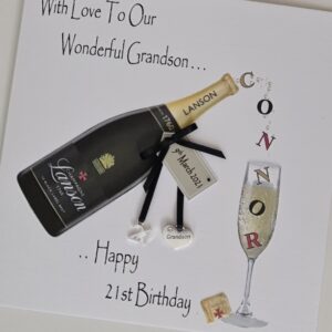 Personalised 21st Birthday Card Grandson Son Husband Dad Brother In law Champagne Any Person Age Tipple 18th 25th 30TH 40TH (SKU1230)