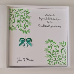 Personalised Emerald 55th Anniversary Card Husband Wife It Can Be Made For Any Couple Daughter Son Sister Brother Any Year Colour (SKU1242)