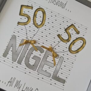 Personalised 50th Birthday Card Husband Grandson Dad Son Wife Daughter Mum ANY COLOUR BALLOONS Age 18th 21st 25th 30th 40th 50 60 (SKU1255)