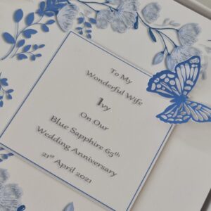 Personalised On Our 65th Sapphire Wedding Anniversary Card Wife Husband Any Relation, Year Or Colour 1st 10th 15th 25th 40th 50th (SKU1252)