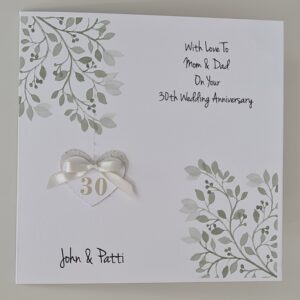 Personalised 30th Anniversary Card Mum & Dad Pearl Anniversary 25th 40th 45th 50th 55th 60th 70th 75th Any Colour Or Year (SKU1297)