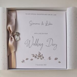 Personalised Contemporary Wedding Day Card Daughter & Son In Law Sister Brother Granddaughter Grandson Special Couple Any Colour SKU1334