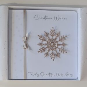 Personalised Christmas Card Wife Husband Glittered Snowflake 3D Design Any Person Or Couple Daughter Son In law Mum Dad Girlfriend (SKU1343)