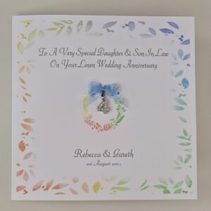 Contemporary Personalised Anniversary Card Daughter & Son In Law, Any Couple LGBT Same Sex Marriage Rainbow Wedding Day Engagement (SKU1310)