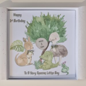 Personalised 1st Birthday Card Special Little Boy, Daughter, Son, Grandson, Granddaughter, Any Age, Relation Australian Animals (SKU1311)