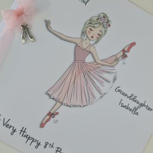 Personalised 8th Birthday Card Granddaughter Ballet Dancer Ballerina Daughter Niece Any Person Age Or Dress Colour 6th 7th 9th 10th (SKU1285)