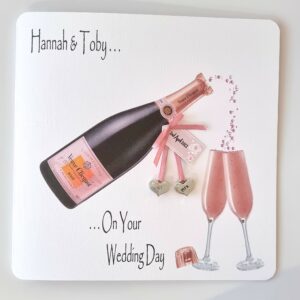 Personalised Wedding Day Card Champagne Daughter Son Brother Sister Special Couple Grandson Granddaughter, Any Relation Same Sex (SKU1377)