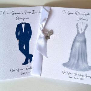 To Our Daughter Or Son In Law On Your Wedding Day Personalised Card – Son Daughter In Law Bride Groom Individual Card or Set Of 2 (SKU1374)