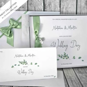 Personalised Elegant Wedding Day Card Son Daughter In Law Sister Brother Granddaughter Grandson Couple Pistachio Green Any Colour SKUFC18