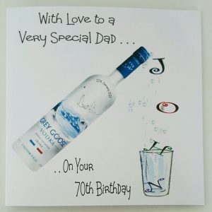 Personalised 70th Vodka Birthday Card Dad Any Person, Age Or Bottle (SKU322)
