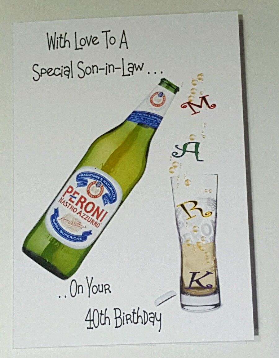 Personalised 40th Birthday Card Son in law Bottle Larger