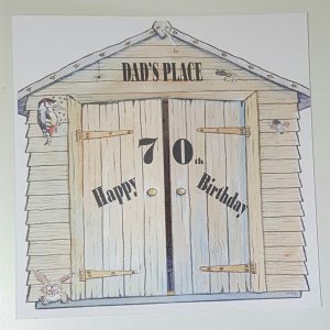 Personalised 70th Garden Shed Birthday Card Dad  DIY Drinking Gardening Any Person, Age Or Theme (SKU297)