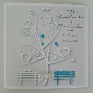 Personalised 1st Anniversary Card Sister Brother In Law Any Relation, Year Or Colour (SKU254)