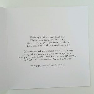 Personalised 1st Wedding Anniversary Card Any Couple Or Colour (SKU793)