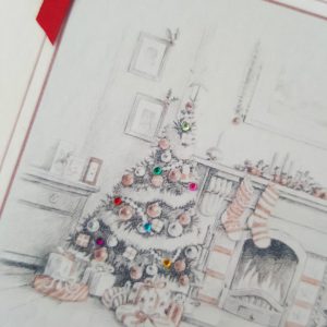 Personalised Traditional Scene Design Christmas Card With Colour Gem Detail (SKU467)