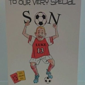 Personalised 13th Birthday Card Son Football Theme Any Relation, Age Or Team (SKU304)