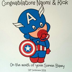 Personalised Captain America Baby Card New Baby Boy Or Girl Other Superheroes Available (SKU336)