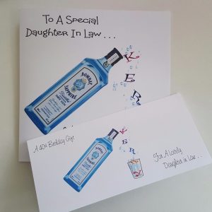 Personalised 40th Gin Birthday Card Daughter In law Any Person, Age Or Bottle (SKU329)