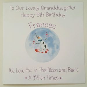 Personalised 6th Birthday Card Granddaughter Frozen Theme Any Relation Or Age (SKU396)